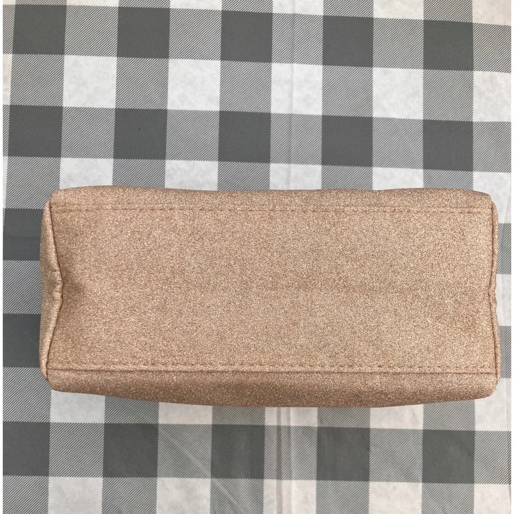 Jimmy Choo Makeup Bag Womens Large Rose Gold Glitter Parfums Cosmetic Pouch